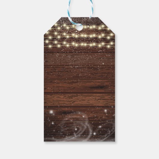 Rustikales Winter Gingerbrett Haus Babydusche Geschenkanhänger (Rückseite)