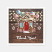 Rustikales Winter Gingerbrett Haus Babydusche Serviette (Vorderseite)