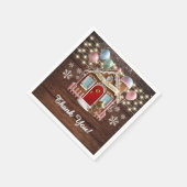 Rustikales Winter Gingerbrett Haus Babydusche Serviette (Ecke)