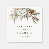 Rustikales Winter Hochzeitspapier Serviette (Vorderseite)