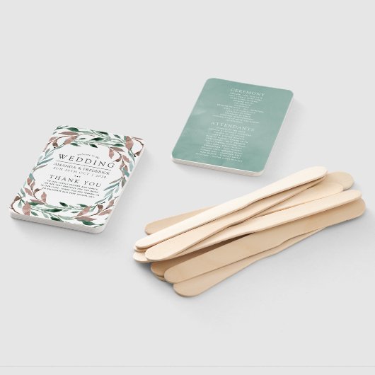 Rustikales Winter-Hochzeitsprogramm für Grünpflanz Fächer (Non-assembled)