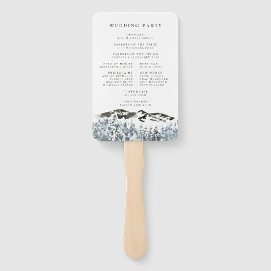 Rustikales Winter-Hochzeitsprogramm Handfan Fächer (Rückseite)