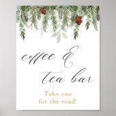 Rustikales Winter-Kiefern-Coffee- und Tea-Bar-Schi Poster (Vorne)