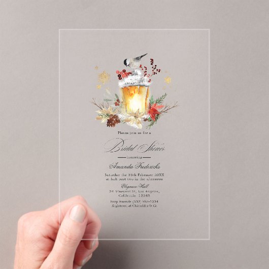 Rustikales Winter Lantern Transparentes Brautparty Acryleinladungen (Insitu (Handheld))