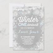 Rustikales Winter ONEderland Geburtstag Einladung  (Vorderseite)