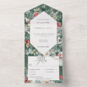 Rustikales Winter Pine Emerald Dinner All In One Einladung (Innen Boden)