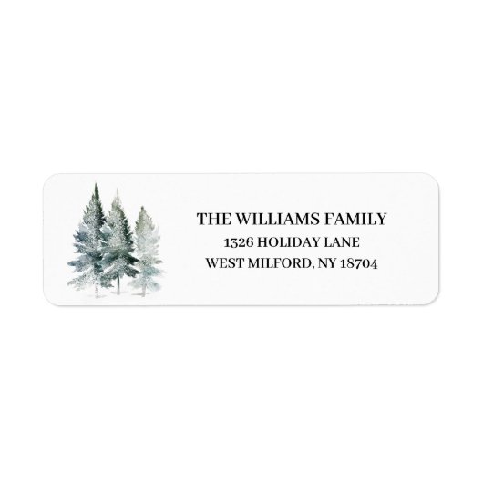 Rustikales Winter Pine Tree Winter Address Label (Vorne)
