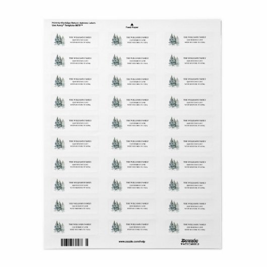 Rustikales Winter Pine Tree Winter Address Label (Vorne)
