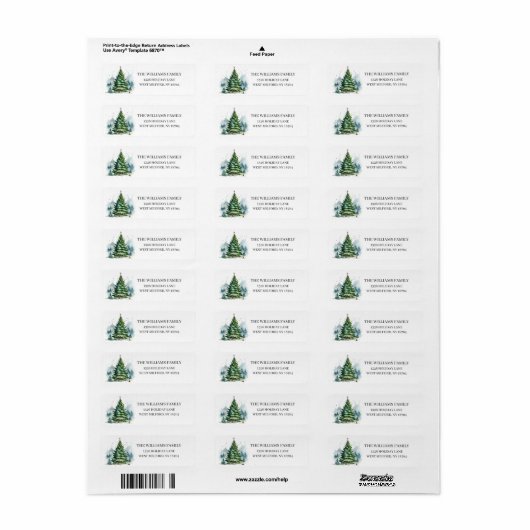 Rustikales Winter Pine Tree Winter Address Label (Vorne)