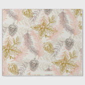 Rustikales Winter Pinecone & Holly Wrapping Paper Geschenkpapier (Flach)