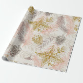 Rustikales Winter Pinecone & Holly Wrapping Paper Geschenkpapier (Ungerollt)