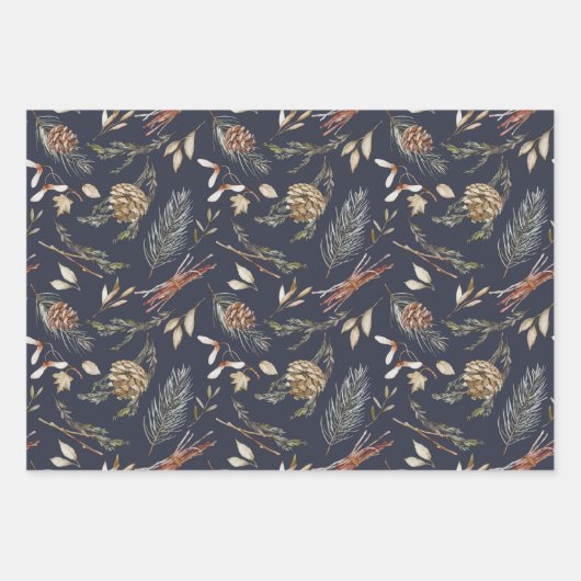 Rustikales Winter Pinecone Wrapping Paper Set Geschenkpapier Set (Vorderseite 3)