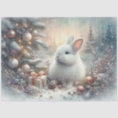 Rustikales Winter Rabbit Weihnachtswald Decoupage Seidenpapier (Vorderseite)