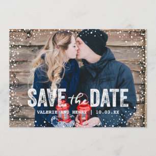 Rustikales Winter Save the Date Vollblut Foto