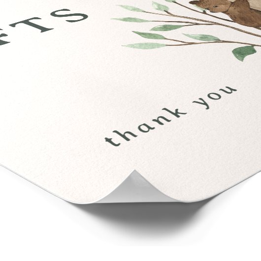 Rustikales Winter-Wald-Babyshower-Geschenk-Schild Poster (Ecke)