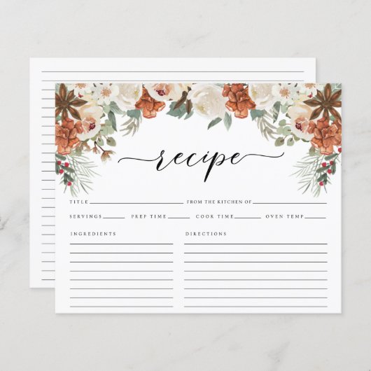 Rustikales Winter Watercolor Brautparty Rezept Kar (Vorne/Hinten)