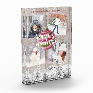 Rustikales Winter Wonderland Barn Wood Foto Collag