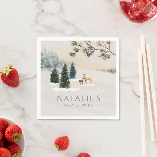 Rustikales Winter Woodland Babydusche Papier Napki Serviette (Beispiel)