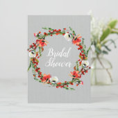 Rustikales Winterblumenbad Modernes Brautparty Einladung (Stehend Vorderseite)