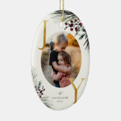 Rustikales Winterboughs Golden Joy Foto Keramik Ornament (Rechts)