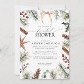 Rustikales Winterbow Evergreen Berry Brautparty Einladung (Vorderseite)