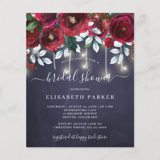 Rustikales Winterbudget Braudusche Einladung (Vorderseite)