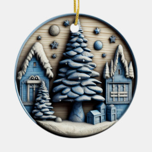 Rustikales Winterdorf Ornament