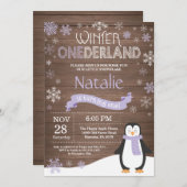 Rustikales Wintereinland 1. Geburtstag Einladung (Vorne/Hinten)
