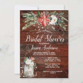 Rustikales Winterferienlicht Brautparty Einladung