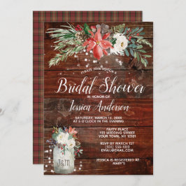 Rustikales Winterferienlicht Brautparty Einladung