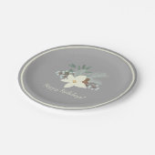 Rustikales WinterFoliage Pappteller (Schrägansicht)