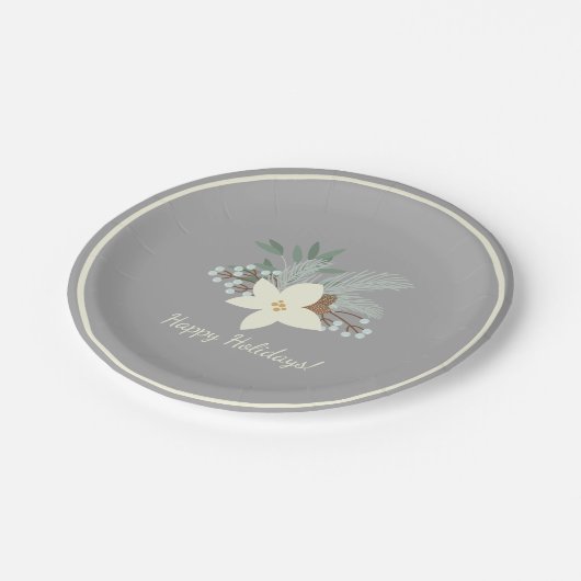 Rustikales WinterFoliage Pappteller (Schrägansicht)