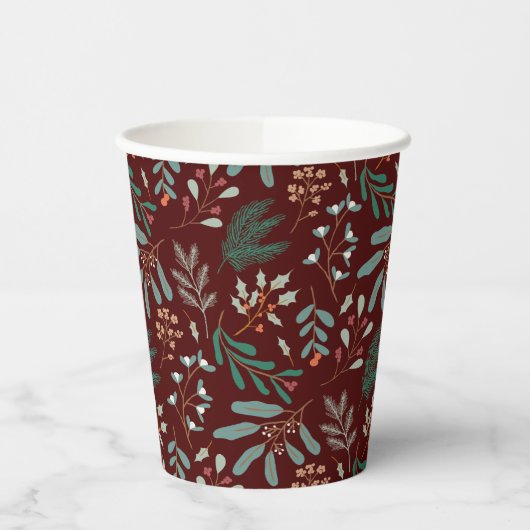 Rustikales Winterfolienmuster Pappbecher (Links)