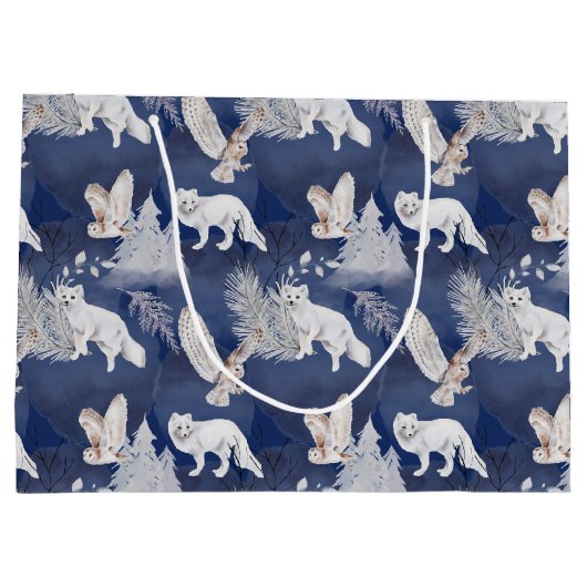 Rustikales Winterfox & Weihnachtsgeschenk Große Geschenktüte (Rückseite)