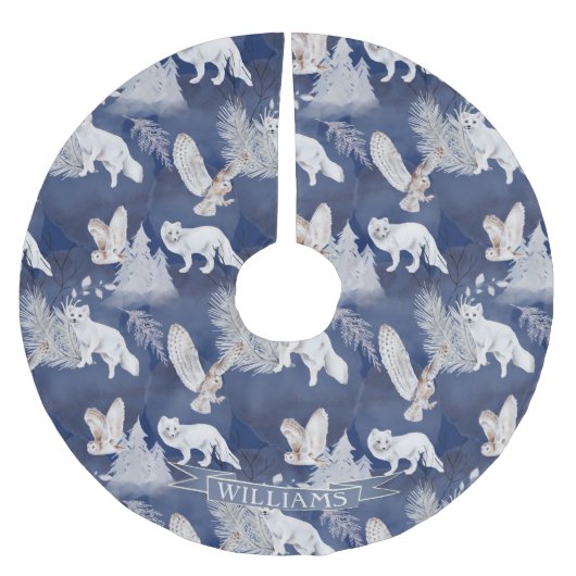 Rustikales Winterfox & Weihnachtsgeschenk Polyester Weihnachtsbaumdecke (Vorderseite)