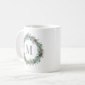 Rustikales Wintergrün Monogram, Initialzündung Kaffeetasse (Vorderseite Links)