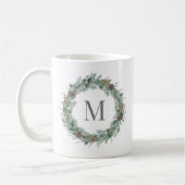 Rustikales Wintergrün Monogram, Initialzündung Kaffeetasse (Links)