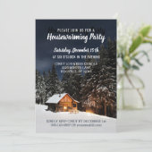 Rustikales Winterhaus Landhaus Party Einladung (Stehend Vorderseite)