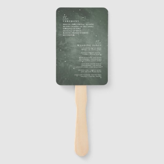 Rustikales Winterhochzeitprogramm Forest Green ID1 Fächer (Rückseite)