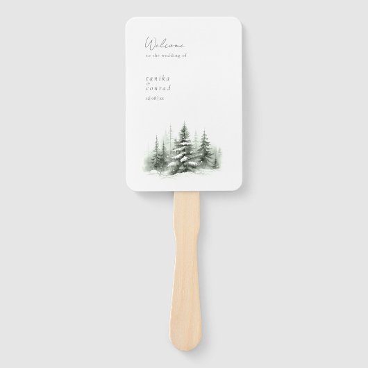 Rustikales Winterhochzeitprogramm Forest Green ID1 Fächer (Vorderseite)