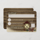 Rustikales Winterholz und Laternenreaktion RSVP Karte (Vorne/Hinten)