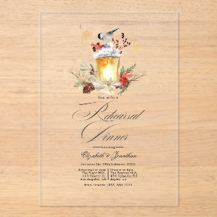 Rustikales WinterLaterne Transparentes Abendessen  Acryleinladungen