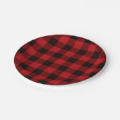 rustikales Winterlumberjack Roter Büffel kariertes Pappteller (Schrägansicht)