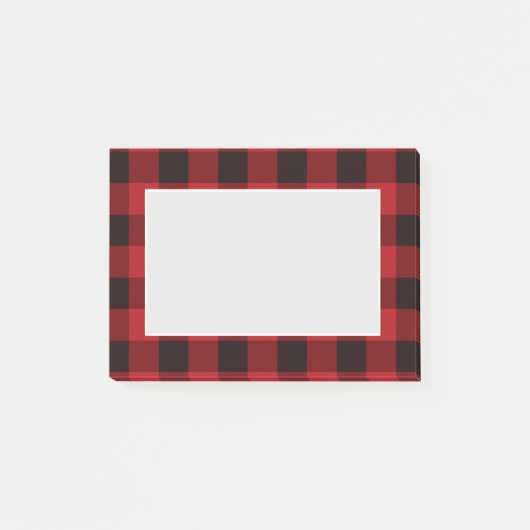 rustikales Winterlumberjack Roter Büffel kariertes Post-it Klebezettel (Vorderseite)