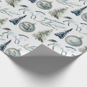 Rustikales Winterpferd Individuelle Name & Cheer Geschenkpapier (Ecke)