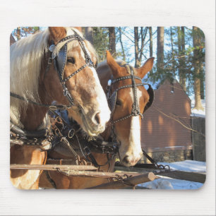 Rustikales Winterpferd-Mauspad Mousepad