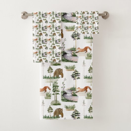 Rustikales Winterpinienmuster Badhandtuch Set (Insitu)