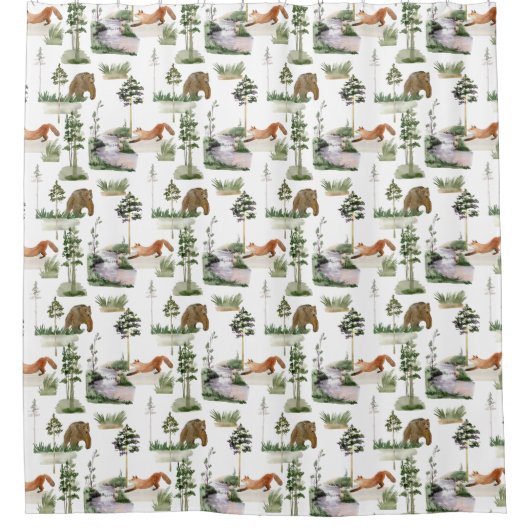 Rustikales Winterpinienmuster Duschvorhang (Vorderseite)