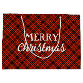 Rustikales Winterrot & Schwarz Kariert Frohe Weihn Große Geschenktüte (Rückseite)