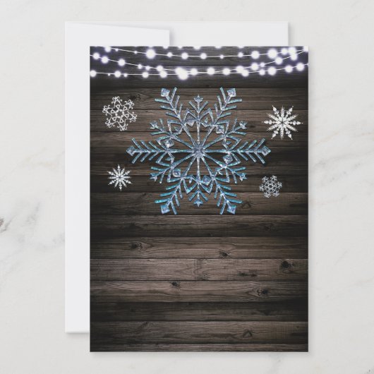 Rustikales Winterschneeflocken & Brautparty Einladung (Rückseite)